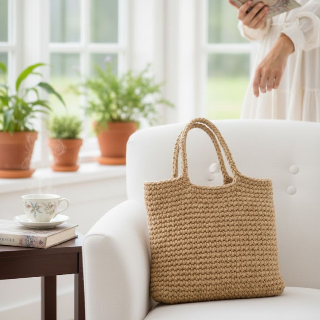 Handknitted Casual Tote Bag for Sustainable Style